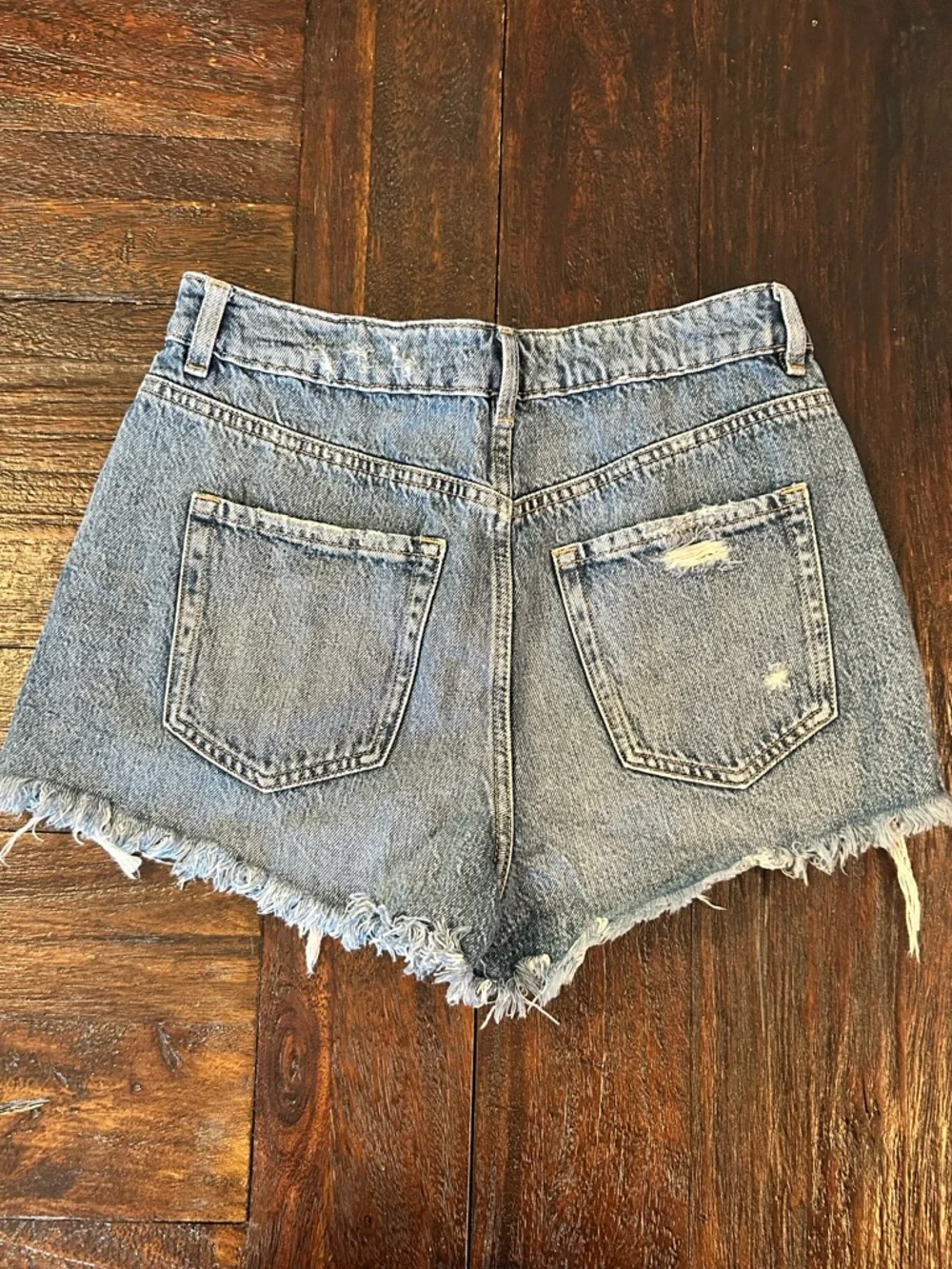Garage Denim Festival High-Rise Distressed Denim Frayed Hem Jean Shorts